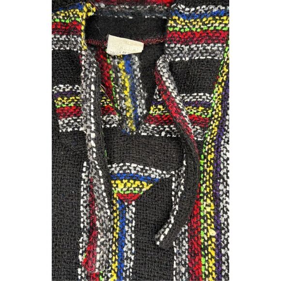 Mexican Poncho Baja Hoodie Surfer Skater Drug Rug Pullover Made in Mexico M Tall - Picture 4 of 7
